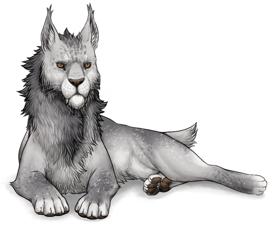 Lioden-style art of a silver primal felis