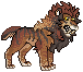 A pixel-art image of a brown primal lion, King Junjerr, standing proudly