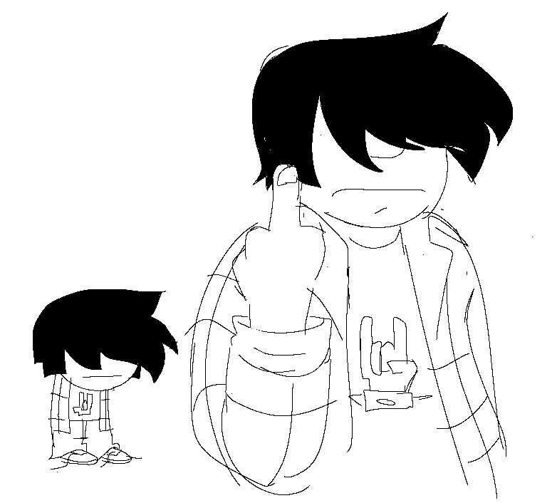 luke flipping you off. also a little sketch of him in spritemode