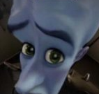 Picture of Megamind doing the classic "no b?" pose