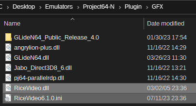 RiceVideo.dll and RiceVideo6.1.0.ini in the PJ64 plugin folder.