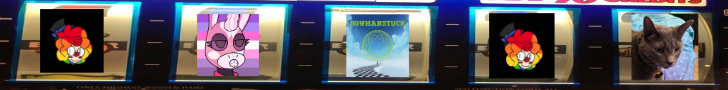 slot machine with icons of chris a., me, bowmanstuck, and my cat