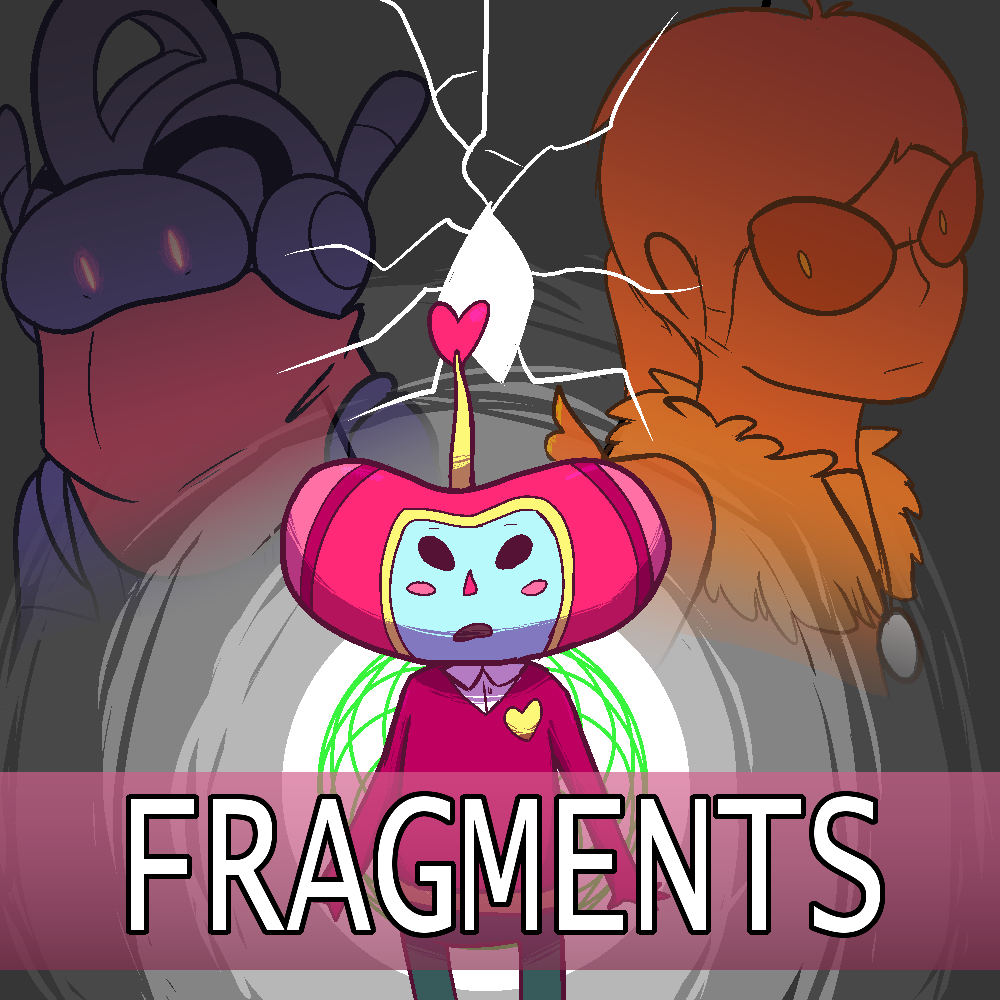 Cousin stands at the center, staring up. Busts of Davesprite and Anti-Bravoman appear to either side, in the background is a pendant with the sburb logo