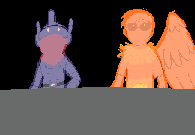 Davesprite and Anti are looking up, illuminated by the screen