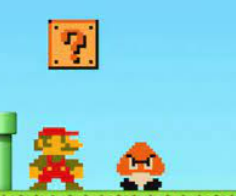 the so retro mario image. where he hits the block. and the gomboinga is there. from mario.