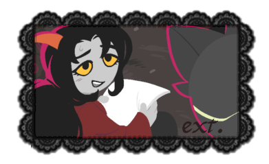 a picture of sova amalie and metatron from vast error with the caption "etc."