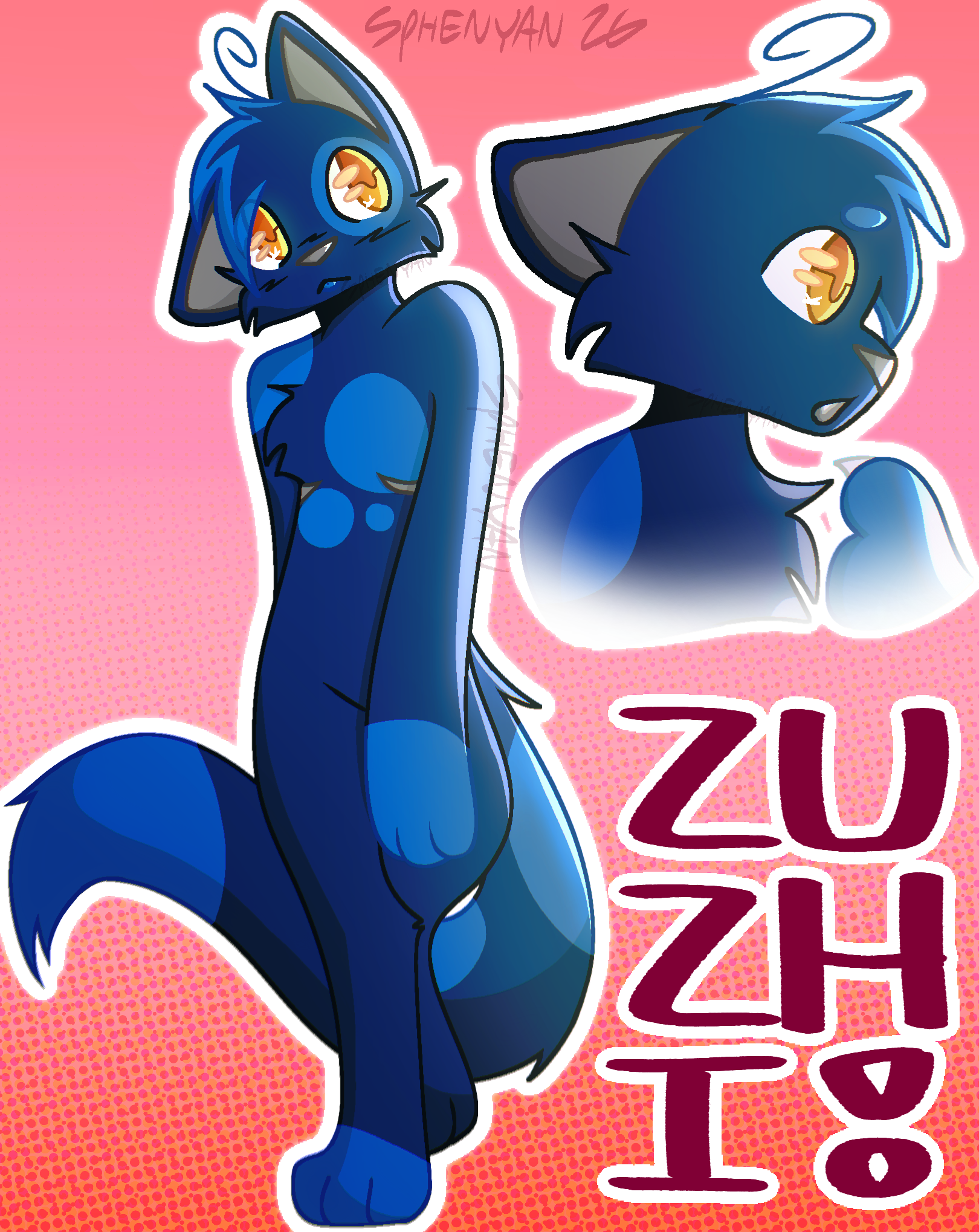 Drawing with two shots of an anthro cat. One is his full body, and one is just of his head. It is fully shaded, with a simple background. Drawing with two shots of an anthro cat. One is his full body, and one is just of his head. It is fully shaded, with a simple background.