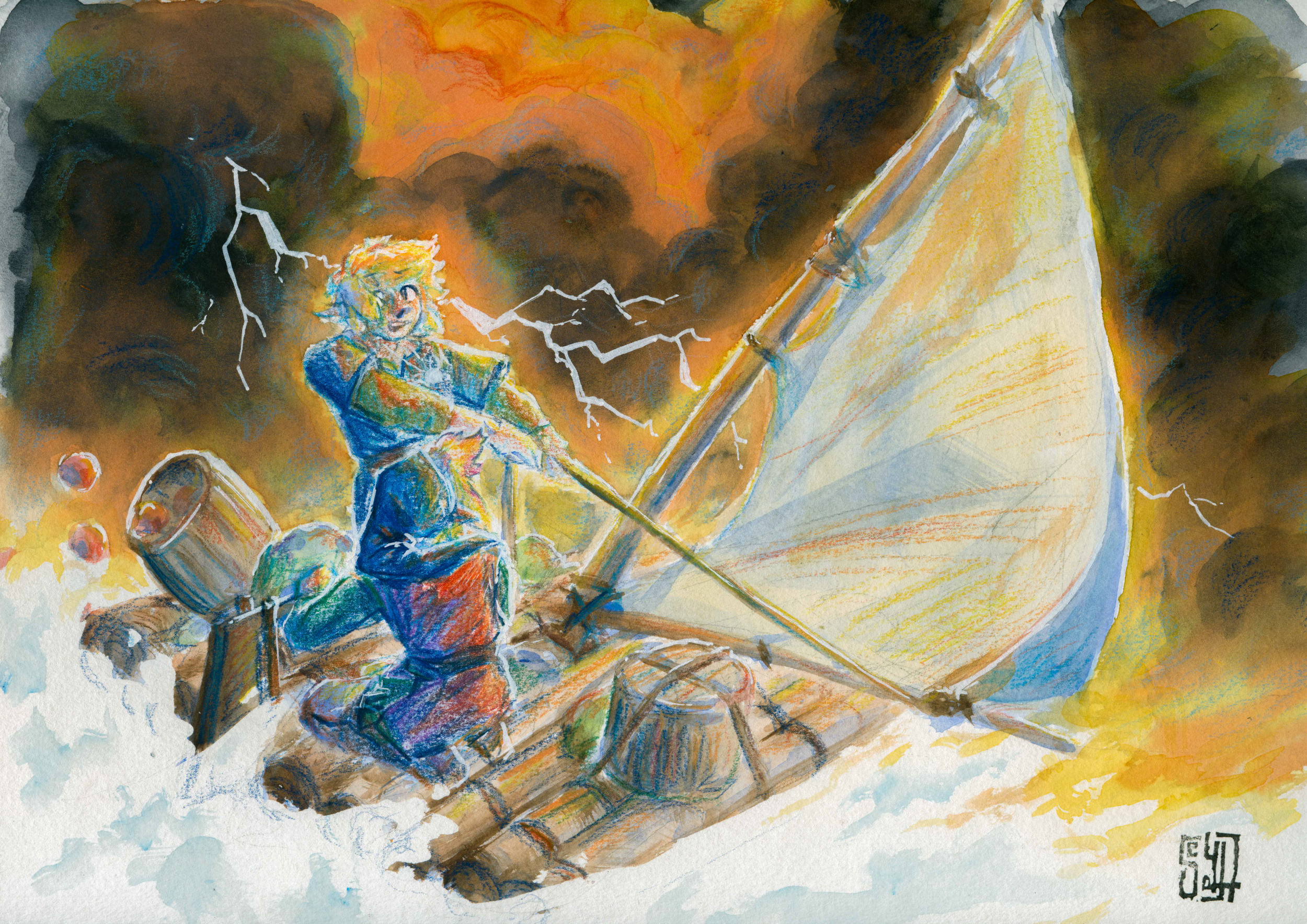 Illustration of the current scene in watercolor.