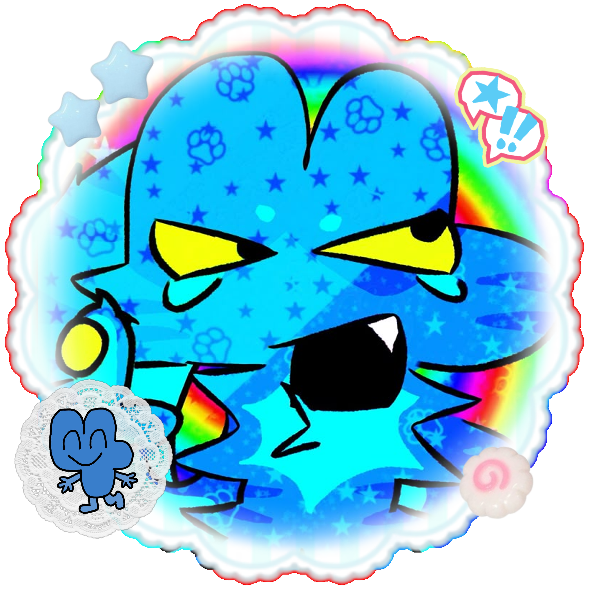 4 R4inbow picture of Four from BFDI:BFB with 4 blue 4nd white striped border.