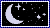 Stamp with stars and a cresent moon.