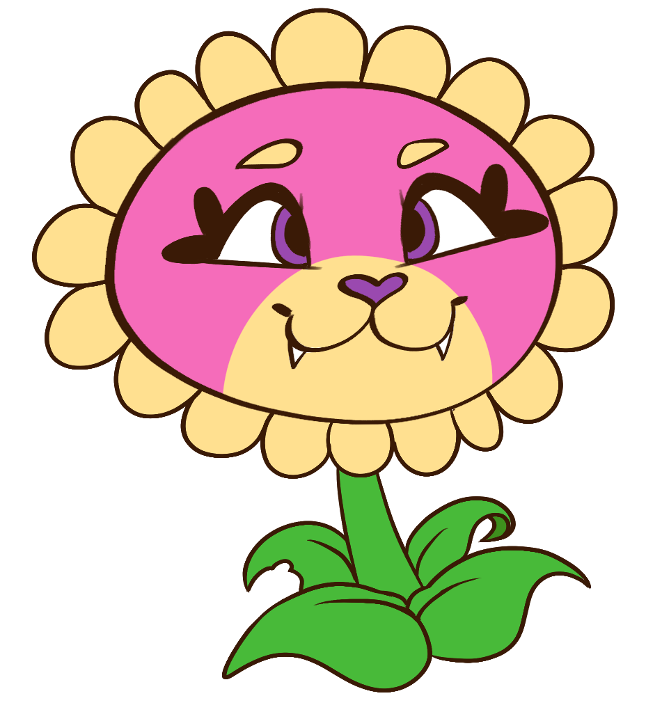 My fursona's face on a Plants vs. Zombies sunflower