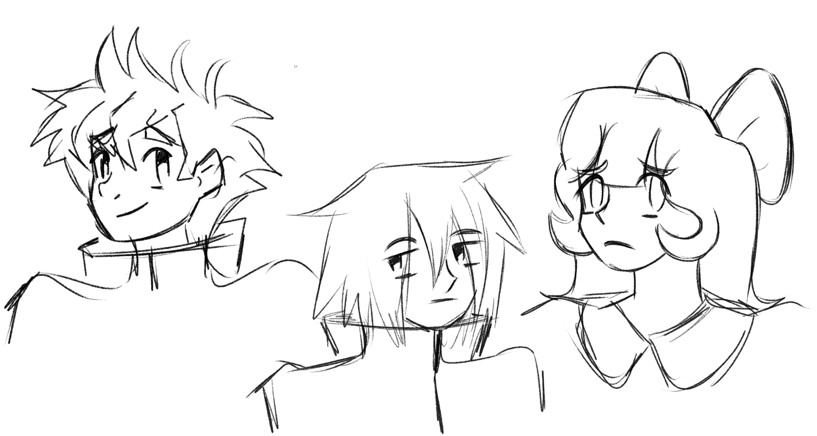 sketches of lala, corwin and the protagonist