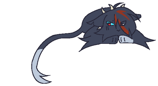 An animation of Scourge lashing his tail while lying down.