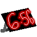 A black, rectangular mask displaying the time 6:56 in red neon text. The mask is held on with a gray strap on the back.