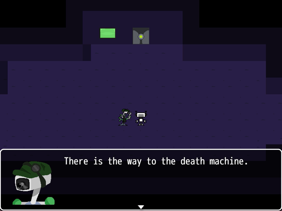 A screenshot of Keys saying 'There is the way to the death machine'.