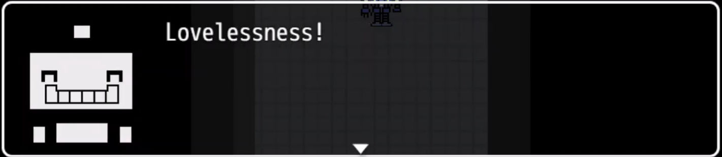 Sceenshot of Pixels saying: 'Lovelessness!'