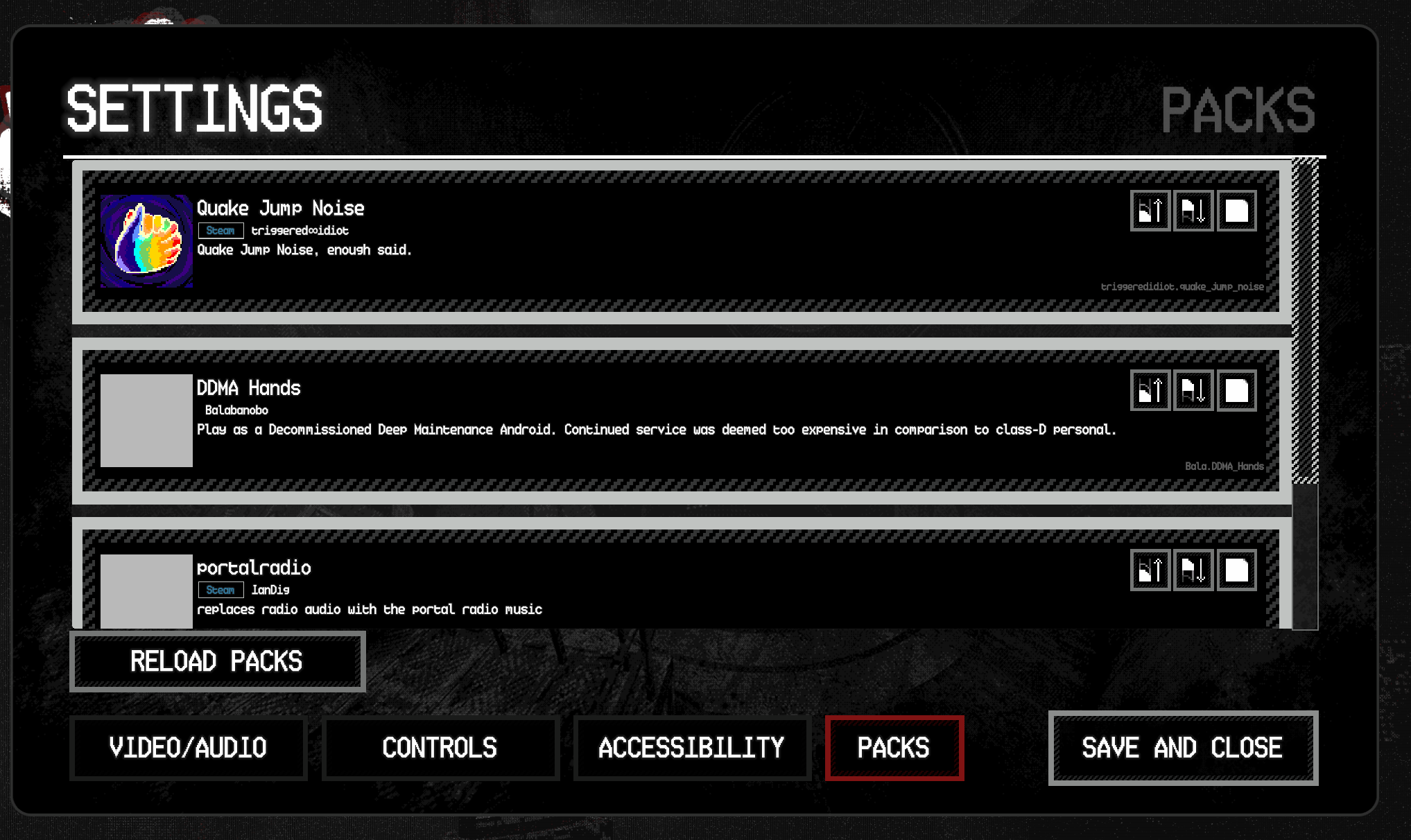 ResourcefulHands Packs UI