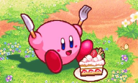 kirby with a shortcake
