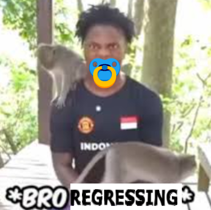 Bro is regressing. it is a picture of ishowspeed with a binky in his mouth