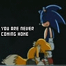 sonic and tails crying with text 'you are never coming home'