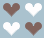 brown white hearts