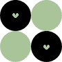 sage black dot heart
