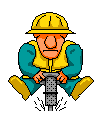 cartoony gif of a construction worker swinging around on a jackhammer