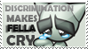 discrimination makes fella cry