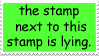 the stamp next to this stamp is lying