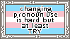 changing pronouns use is hard but at least try