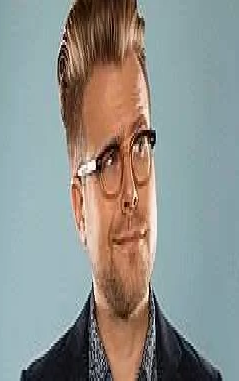 a long image of the white blonde glasses boy Adam Conover