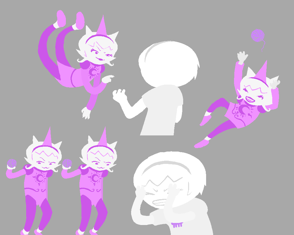 Various Jasprose and Rose poses on a gray background