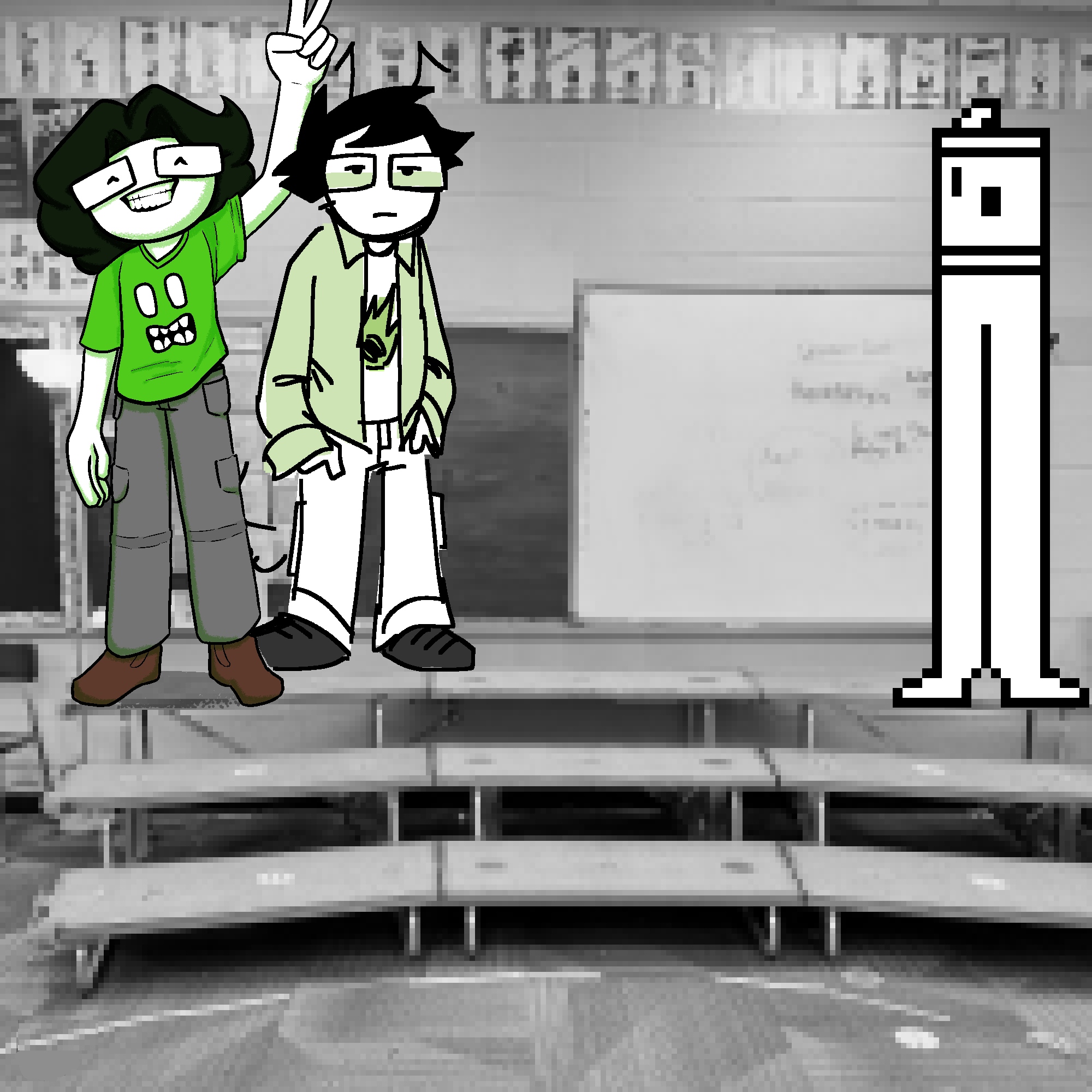 added: haal, a guy with short dark hair, glasses, and a flannel.