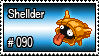 a stamp of the pokemon shellder, it is a shiny pokemon