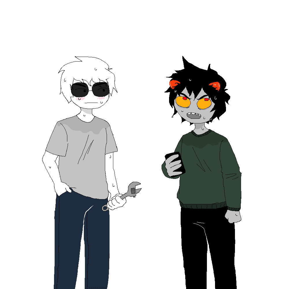 Dave and Karkat, soaking wet, admire their work.