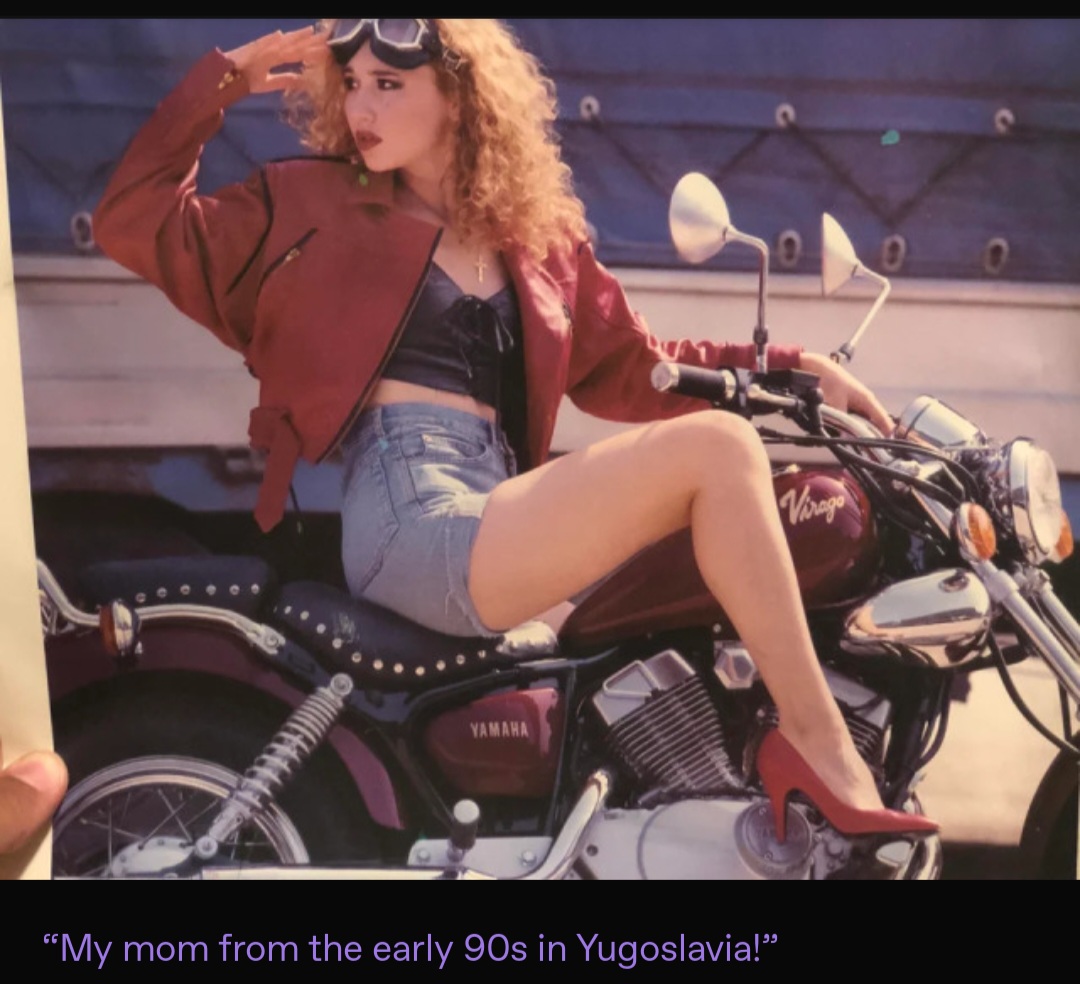biker red in heels