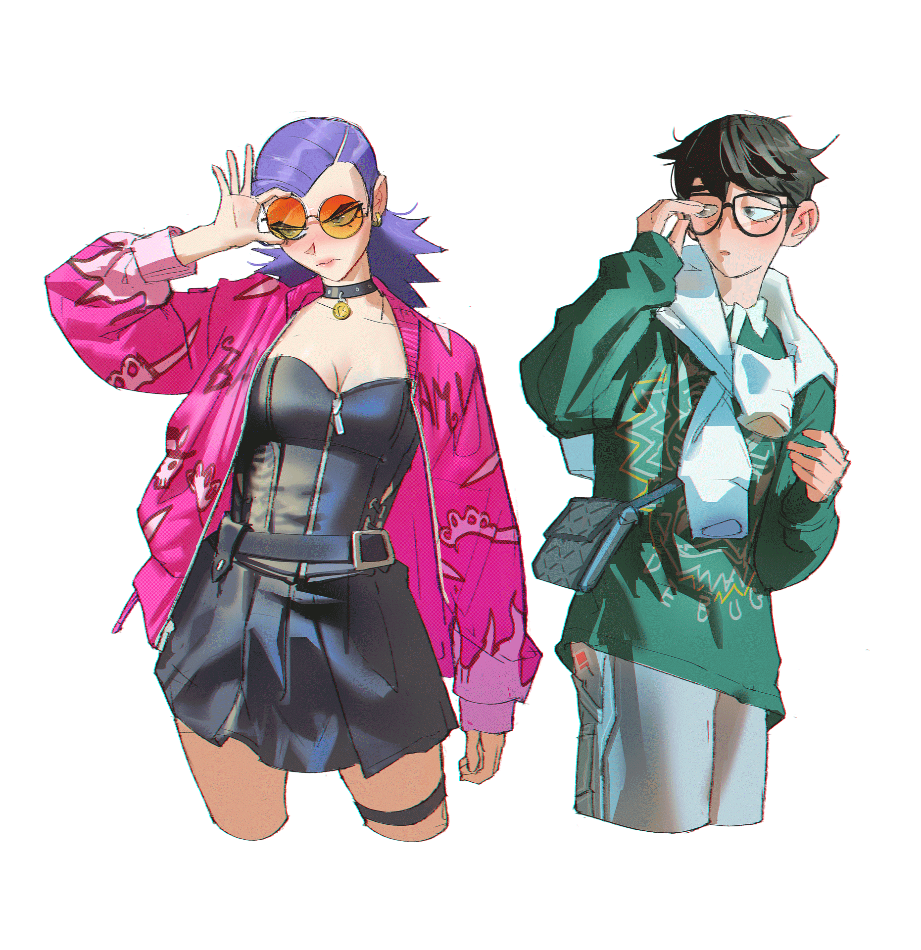 dark dress bright jacket
