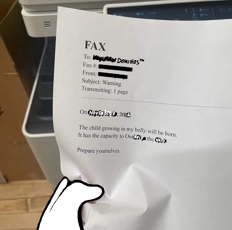 menacing fax sent to dominos