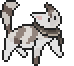 A pixel animation of a brown and white cat bobbing up and down.