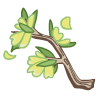 a gif of a branch with leaves falling from it.