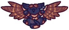 A tiny drawing of a Platewing Messenger with their wings spread out.