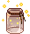 pixel art of a jar filled with fireflies