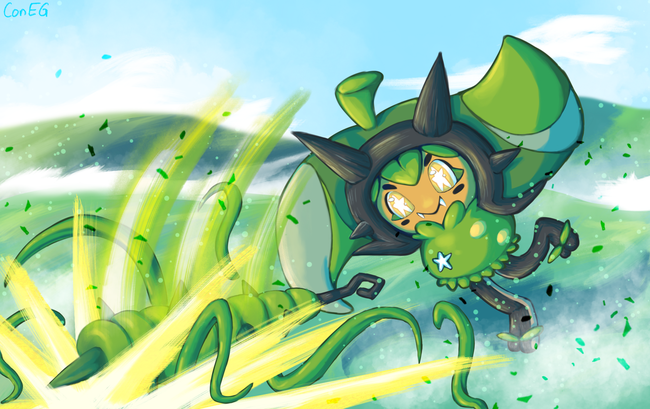 ogerpon from pokémon scarlet and violet: the teal mask using ivy cudgel