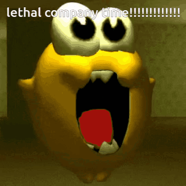 A GIF OF A 3D MODELED STEAM HAPPY EMOJI SPINNING CAPTIONED 'LETHAL COMPANY TIME!'.
