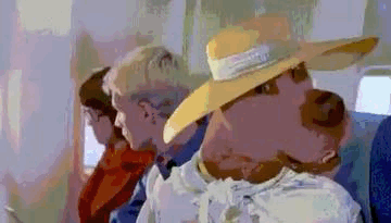 A GIF OF THE LIVE ACTION SCOOBY DOO MOVIE WHERE THEY'RE ON A PLANE AND SCOOBY IS TORMENTING FRED EDITED TO MAKE IT LOOK LIKE THEY ALL FLY OUT OF THE PLANE AND DIE.