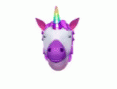 A GIF OF THE UNICORN APPLE MEMOJI MAKING A FEW FACES THAT ARE RATHER COMICAL.