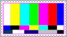 a stamp of the SMPTE color bars.