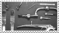 a stamp of several medical instruments