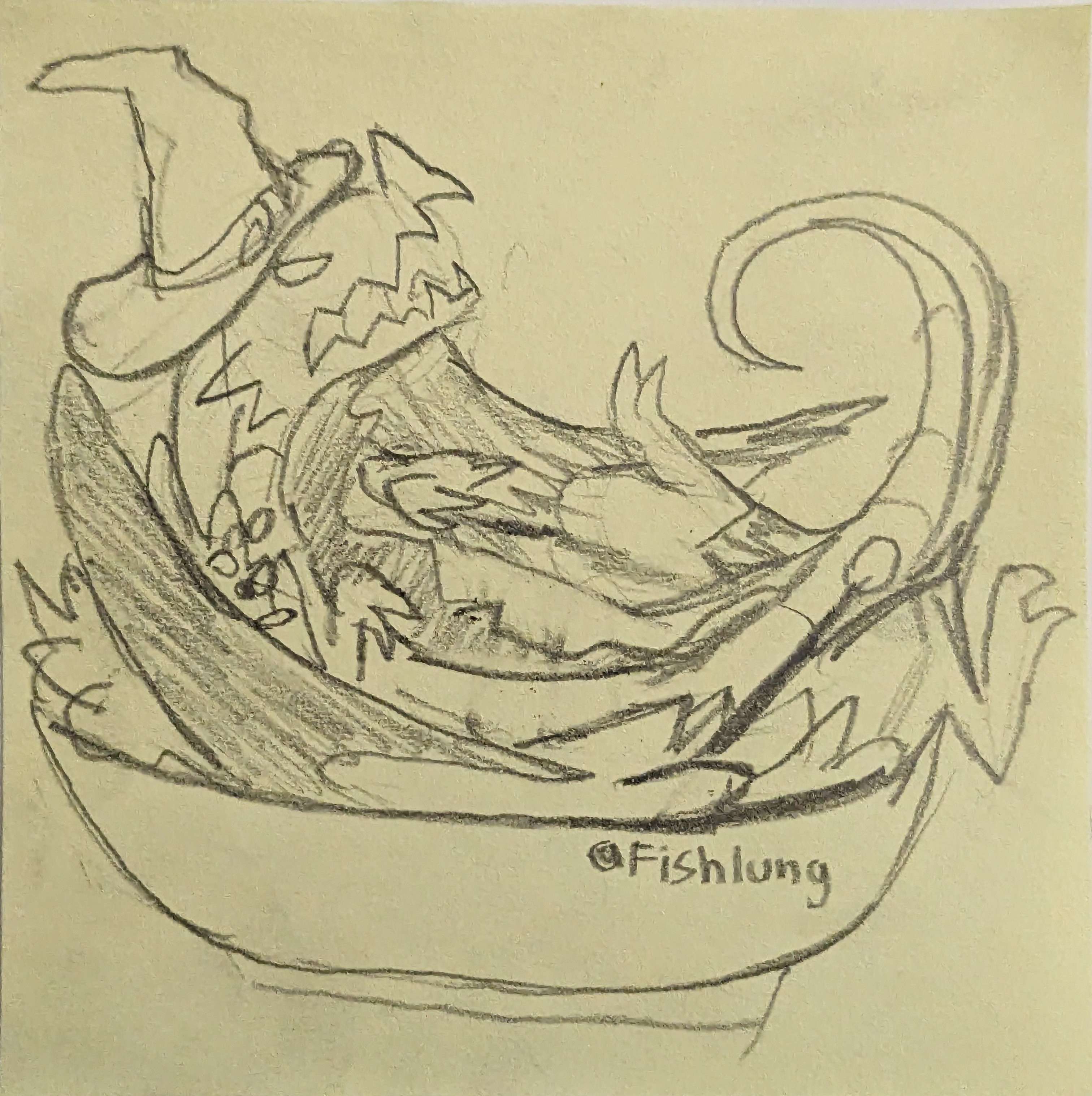 A traditional drawing of Macaroni splashing into a large bowl of noodles. She is not happy about this at all.