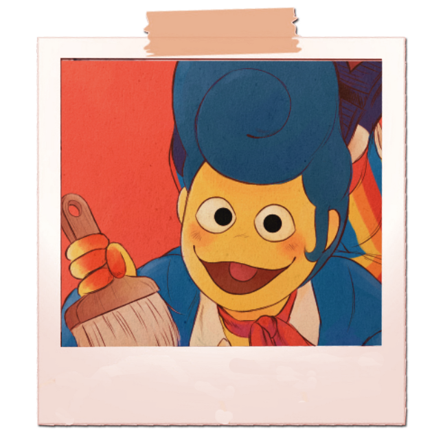 This sidebar is lined with polaroids of Wally.